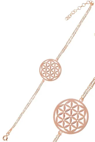 Rose Yaşam Çiçeği Model 4 Kadın Gümüş Bileklik GBLYSMCCGM4-ROS