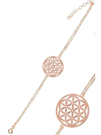 Rose Yaşam Çiçeği Model 4 Kadın Gümüş Bileklik GBLYSMCCGM4-ROS