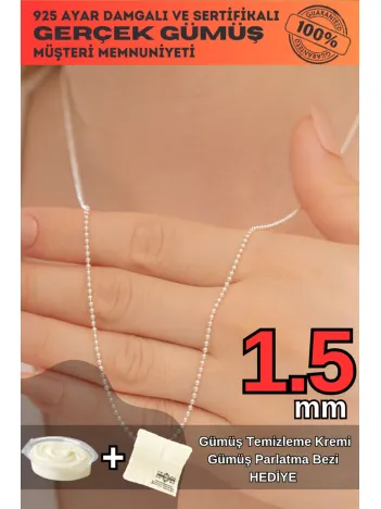 Kadın Gümüş Kolye - Top Zincir Model 925 Ayar Gümüş Kadın Kolye Zincir