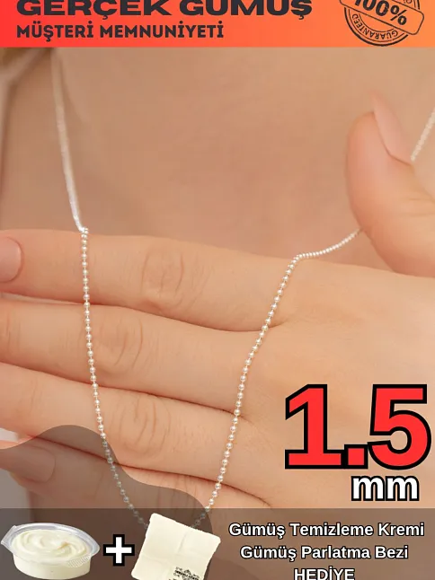 Kadın Gümüş Kolye - Top Zincir Model 925 Ayar Gümüş Kadın Kolye Zincir