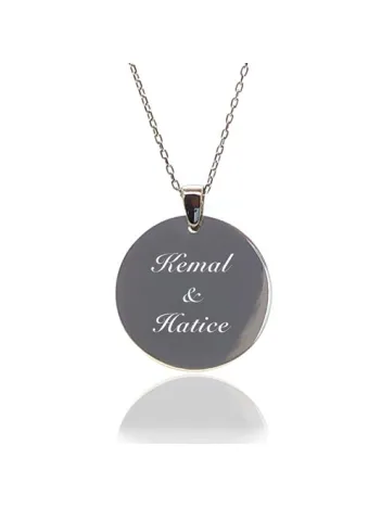 Kişiye Özel İsimli Yuvarlak Model Bayan Gümüş Kolye