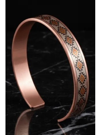 Kadın Bakır Bileklik - Lenka Model Özel Baskı Metal Kutu Ve Kuvars Taşı