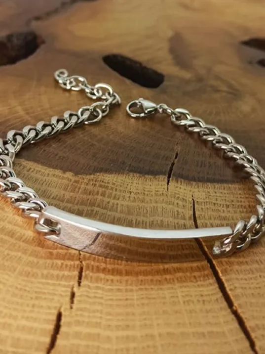 İsim Yazılabilen Çelik Erkek Bileklik İnce Kibar Model CBLGMSISIM1