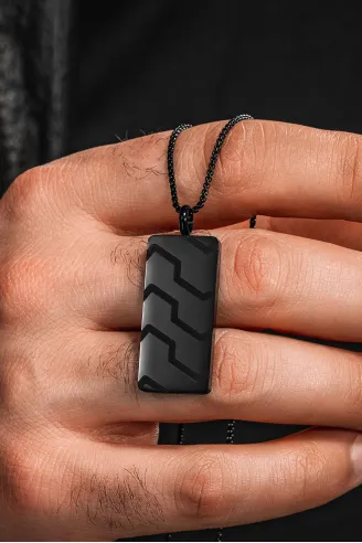 Blackstone Vortex Desenli Erkek Kolye 3.5 cm Parlak Çelik Kararmaz Polo Zincir