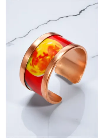 Kadın Bakır Yüzük - Sun Love Model Özel Baskı Ayarlanabilir Yüzük