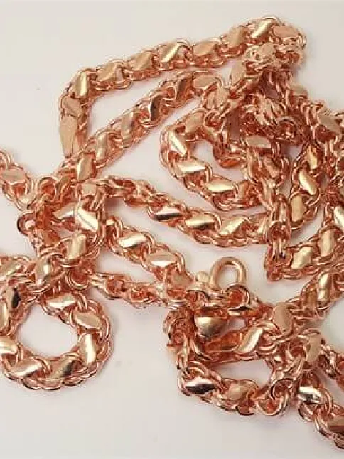 Rose Altın Modeli Pullu Uzun Bayan Gümüş Kolye