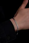 Erkek Gümüş Bileklik - 925 Ayar 4 mm Oksitli Ezme Gurmet Zincir Gümüş Bileklik