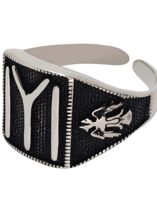 IYI Yazılı Parmak Ölçüsü Gerektirmeyen Gümüş Erkek Yüzük