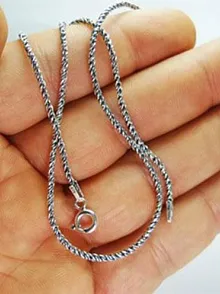 Halat Gümüş Erkek Kolye Zincir İnce Oksitli Model
