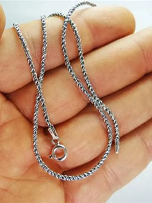 Halat Gümüş Erkek Kolye Zincir İnce Oksitli Model Halat Gümüş Erkek Kolye Zincir İnce Oksitli Model