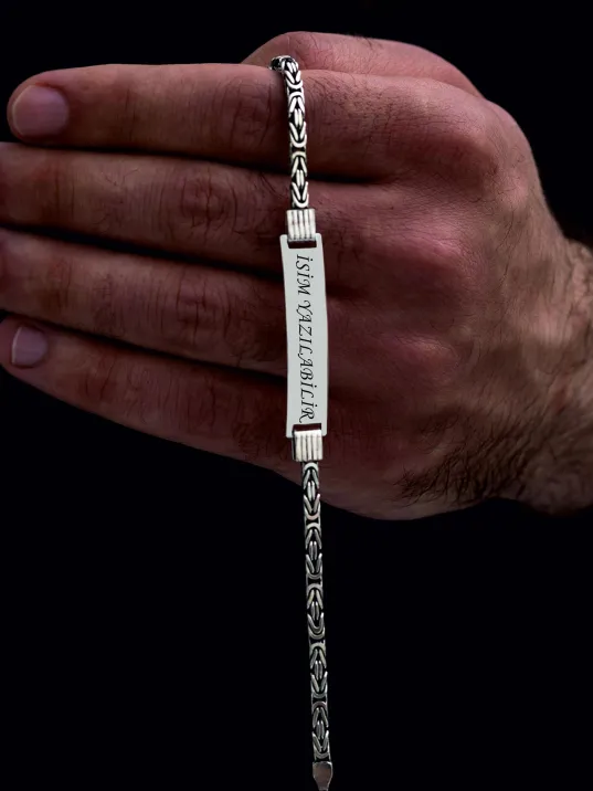 Erkek Gümüş Bileklik - İsim Yazılabilir 4.5 mm Yuvarlak Kral Gümüş Bileklik Erkek Gümüş Bileklik - İsim Yazılabilir 4.5 mm Yuvarlak Kral Gümüş Bileklik
