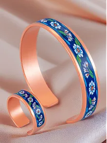 Kadın Bakır Bileklik Yüzük Set - Sunflower Model Özel Baskı Metal Kutu Ve Kuvars Taşı