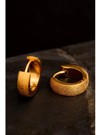 Kadın Çelik Küpe - 22 Ayar Altın Kaplama Kalem Matlı Kadın Halka Küpe