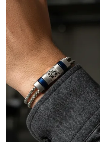 Erkek Çelik Bileklik - Çift Sıra Polo Zincir Dümen Motifli Çelik Bileklik Erkek Çelik Bileklik - Çift Sıra Polo Zincir Dümen Motifli Çelik Bileklik