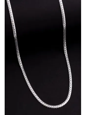 Erkek Gümüş Kolye - İnce İtalyan Bombeli Zincir Gümüş Kolye