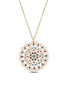 Kadın Rose Mix Taşlı Rose Yaşam Çiçeği Model 5 Gümüş Kolye