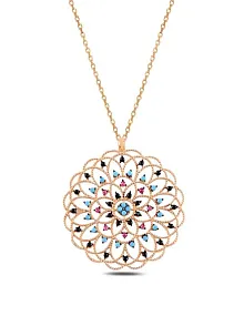 Kadın Rose Mix Taşlı Rose Yaşam Çiçeği Model 5 Gümüş Kolye