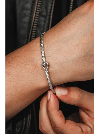 Erkek Gümüş Bileklik - El Yapımı Gümüş Zahir Erkek Bileklik Kelepçe