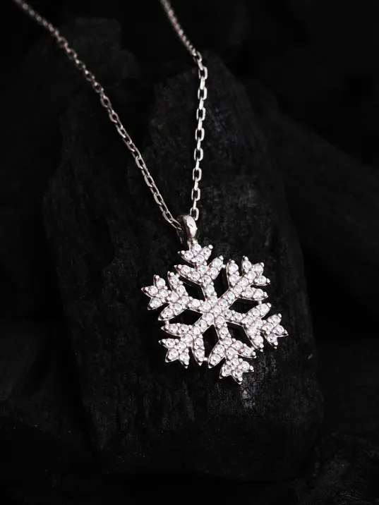 Kar Tanesi Bayan Gümüş Kolye