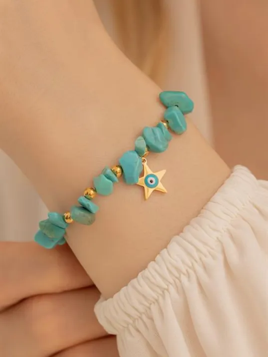 Kadın Bileklik-Çelik Sarı Taş Model Yıldız Nazarlık Çelik Kadın Bileklik Kadın Bileklik-Çelik Sarı Taş Model Yıldız Nazarlık Çelik Kadın Bileklik