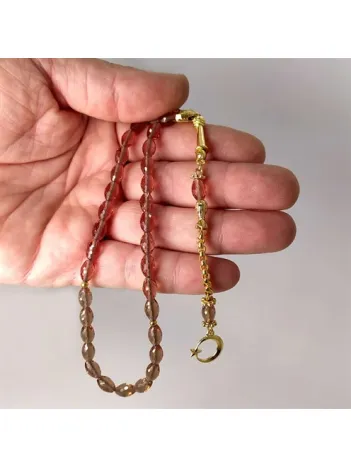 Zultanit Taşlı Altın Kaplama Tespih Arpakesim Orta Bilek Boy Zultanit Taşlı Altın Kaplama Tespih Arpakesim Orta Bilek Boy