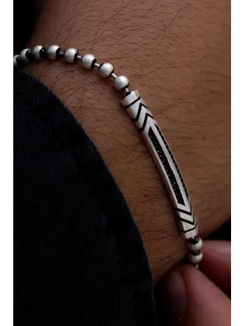 Erkek Gümüş Bileklik - Boncuk Zincir Omega 4 Model Gümüş Bileklik