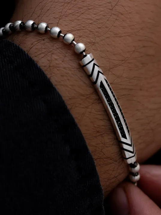 Erkek Gümüş Bileklik - Boncuk Zincir Omega 4 Model Gümüş Bileklik