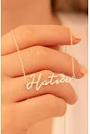 Kadın Gümüş Kolye - Rose Kaplama Hatice Yazılı 925 Ayar Gümüş Kadın Kolye