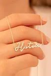 Kadın Gümüş Kolye - Rose Kaplama Hatice Yazılı 925 Ayar Gümüş Kadın Kolye