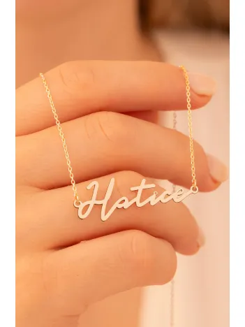 Kadın Gümüş Kolye - Rose Kaplama Hatice Yazılı 925 Ayar Gümüş Kadın Kolye