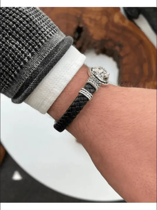 Erkek Bileklik - Deri Erkek Bileklik - Erkek Bileklik - Kurt Başı Model