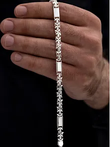 Erkek Gümüş Bileklik - 6mm Parçalı Parlak Euro Kral Gümüş Bileklik