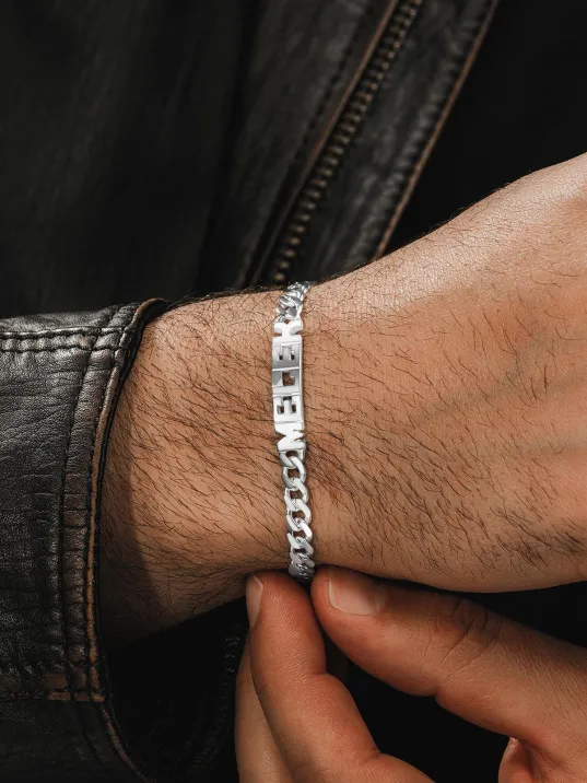 Erkek Gümüş Bileklik - Kesme Harf El İşçiliği İsim Yazılı Gurmet Zincir 925 Ayar Gümüş Erkek Bileklik Erkek Gümüş Bileklik - Kesme Harf El İşçiliği İsim Yazılı Gurmet Zincir 925 Ayar Gümüş Erkek Bileklik