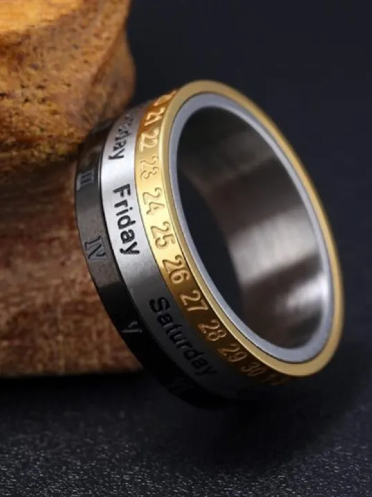 Tarihli Çelik Erkek Yüzüğü 316L Paslanmaz Ve Kararmaz
