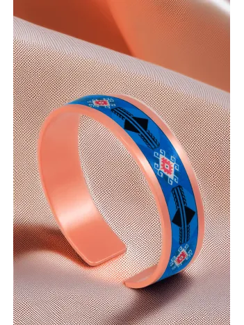 Kadın Bakır Bileklik - Zaira Model Özel Baskı Metal Kutu Ve Kuvars Taşı