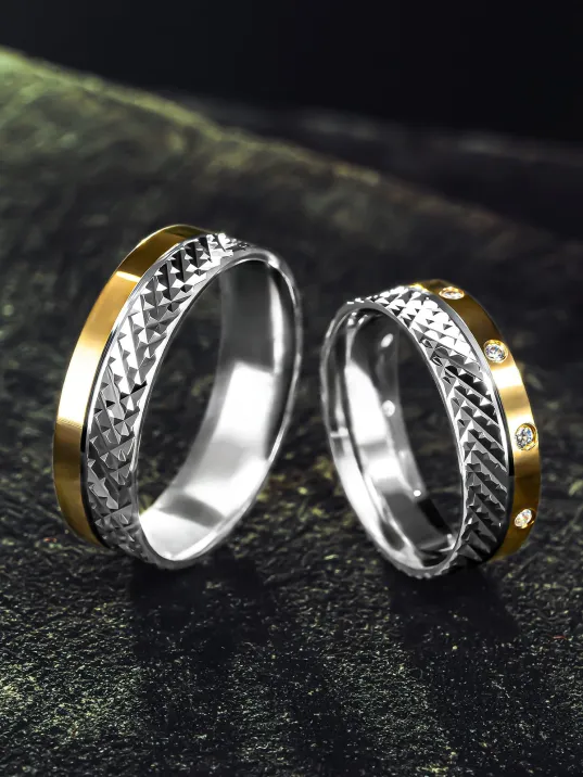 Erkek Kadın Gümüş Alyans - Prizmatik Model 925 Ayar Erkek Kadın Yüzük