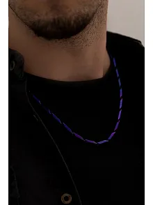 Erkek Kolye - Ince Kibar Model Erkek Çelik Kolye - 3 Mm Kalınlık - Mor Renk