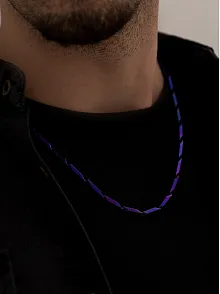 Erkek Kolye - Ince Kibar Model Erkek Çelik Kolye - 3 Mm Kalınlık - Mor Renk