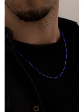 Erkek Kolye - Ince Kibar Model Erkek Çelik Kolye - 3 Mm Kalınlık - Mor Renk