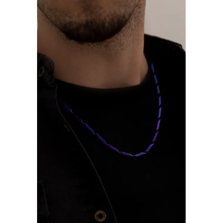 Erkek Kolye - Ince Kibar Model Erkek Çelik Kolye - 3 Mm Kalınlık - Mor Renk Erkek Kolye - Ince Kibar Model Erkek Çelik Kolye - 3 Mm Kalınlık - Mor Renk