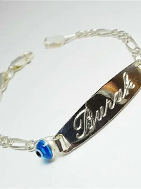 İsim Yazılı Gümüş Çocuk Bebek Künyesi Bebek Bilekliği