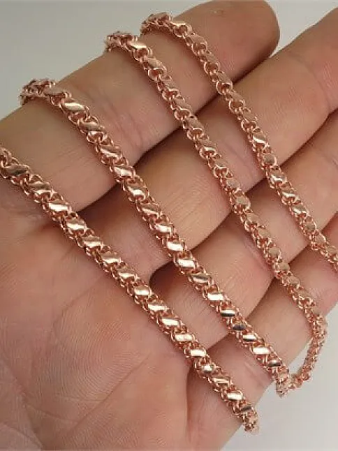 Rose Altın Modeli Pullu Uzun Bayan Gümüş Kolye