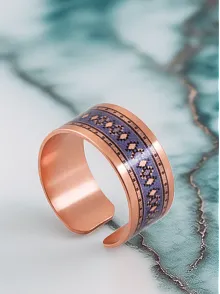 Kadın Bakır Yüzük - Lola Model Özel Baskı Metal Kutu Ve Kuvars Taşı