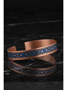 Kadın Bakır Bileklik Yüzük Set - Lola Model Özel Baskı Metal Kutu Ve Kuvars Taşı