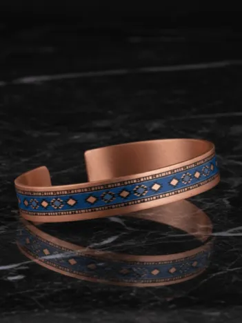 Kadın Bakır Bileklik Yüzük Set - Lola Model Özel Baskı Metal Kutu Ve Kuvars Taşı