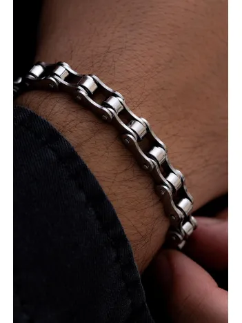 Erkek Çelik Bileklik - Motosiklet Bisiklet Zinciri Erkek Çelik Bileklik Ince Model