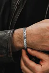 Erkek Gümüş Bileklik - El Yapımı Lincoln Model Erkek Bileklik Kelepçe Her Bileğe Uyar