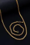 Erkek Çelik Bileklik Kolye Set - 18 Ayar Gerçek Altın Kaplama Spiga Model Çelik Set Erkek Çelik Bileklik Kolye Set - 18 Ayar Gerçek Altın Kaplama Spiga Model Çelik Set
