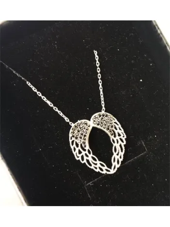 Gümüş Bayan Melek Kanadı Kolye Orta Boy