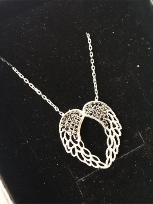 Gümüş Bayan Melek Kanadı Kolye Orta Boy